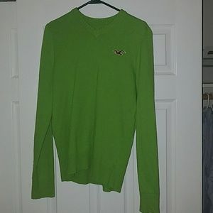 Green Hollister V-neck sweater